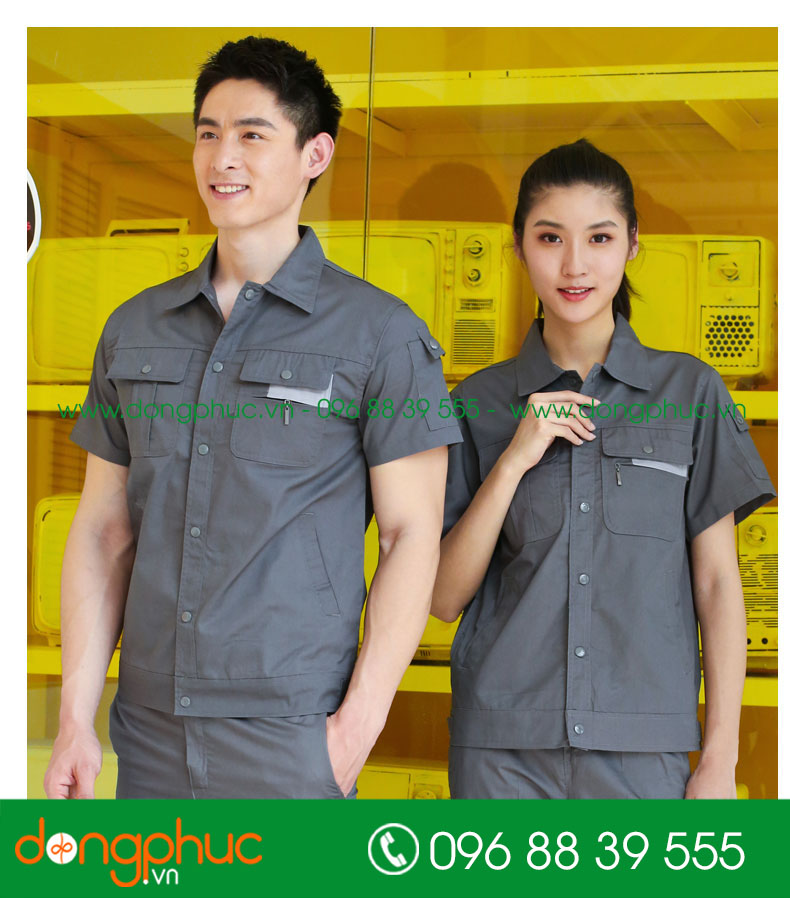 Mẫu bảo hộ màu ghi cộc tay